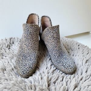 Lucky Brand Baley 2 Eyelash Leopard Print Ankle Boots Leather Size 7.5